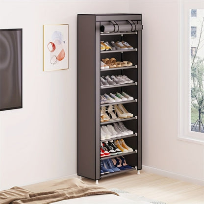Shoe Storage Organizer 10 Tier Portable Stackable Shoe Rack with Nonwoven Fabric Cover for Closet Hallway Bedroom Entryway Grey