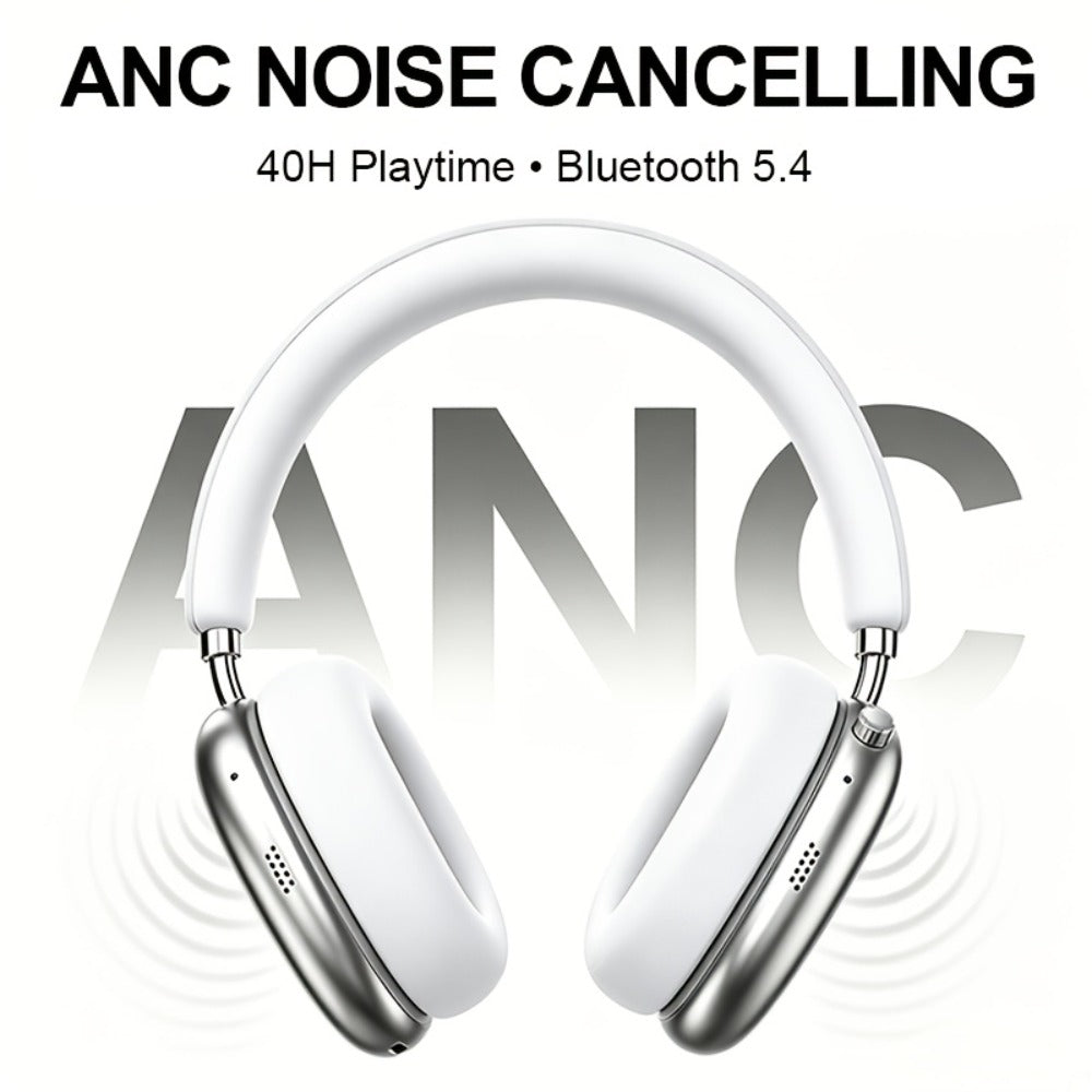 Foldable ANC Over-Ear Headphones with Bluetooth 5.4, Built-In Microphone and Three Color Options for Travel