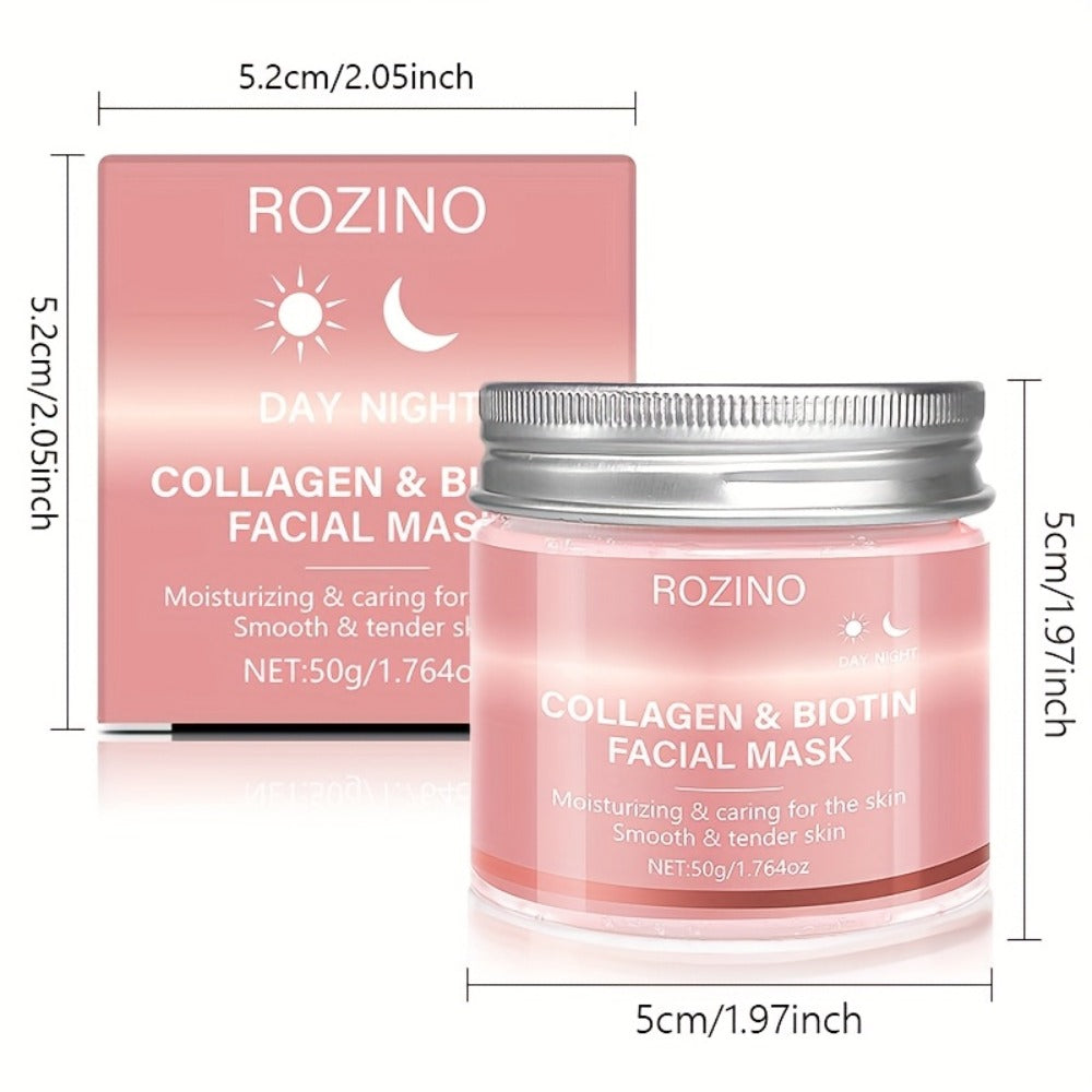 Biotin Collagen Face Mask 50g, Hydrating Anti-Aging Skin Firming Mask, Day & Night Brightening Treatment, Smooths Wrinkles & Plumps Skin for Youthful Radiant Complexion – Ideal Skincare Gift for Women