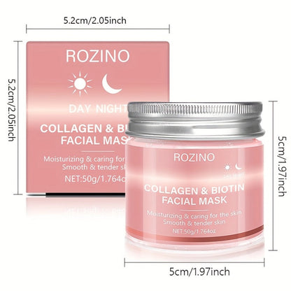 Biotin Collagen Face Mask 50g, Hydrating Anti-Aging Skin Firming Mask, Day & Night Brightening Treatment, Smooths Wrinkles & Plumps Skin for Youthful Radiant Complexion – Ideal Skincare Gift for Women