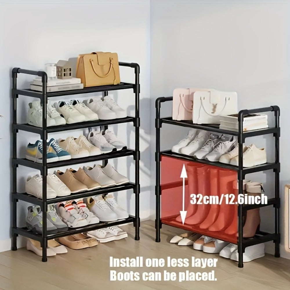 Black Multi-Tier Shoe Rack in 3 to 8-Tier Options, 23.62 Inch Wide for Entryways and Closets
