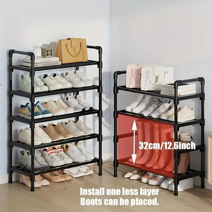 Black Multi-Tier Shoe Rack in 3 to 8-Tier Options, 23.62 Inch Wide for Entryways and Closets