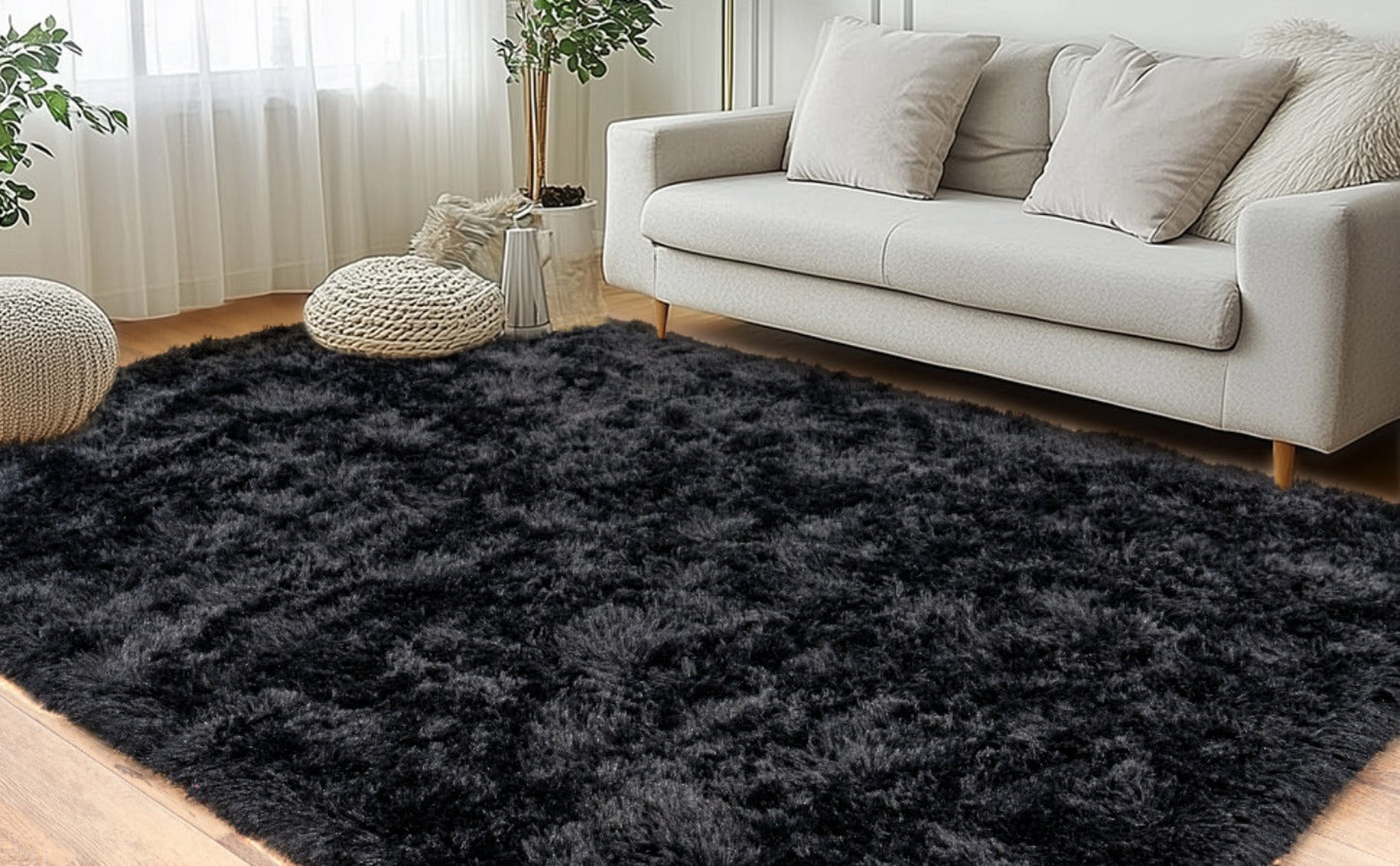 Area Rug 8x10 Plush Shag with 1.7-Inch Pile and Nine Machine-Washable Colors for Living Spaces