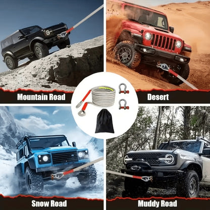 Recovery Tow Strap Heavy Duty - Up to 48000 LBS Break Strength, Kinetic Tow Rope with 2 D-Ring Shackles, Reflective Safety Flag & Storage Bag, for Truck Jeep ATV SUV UTV Off Road