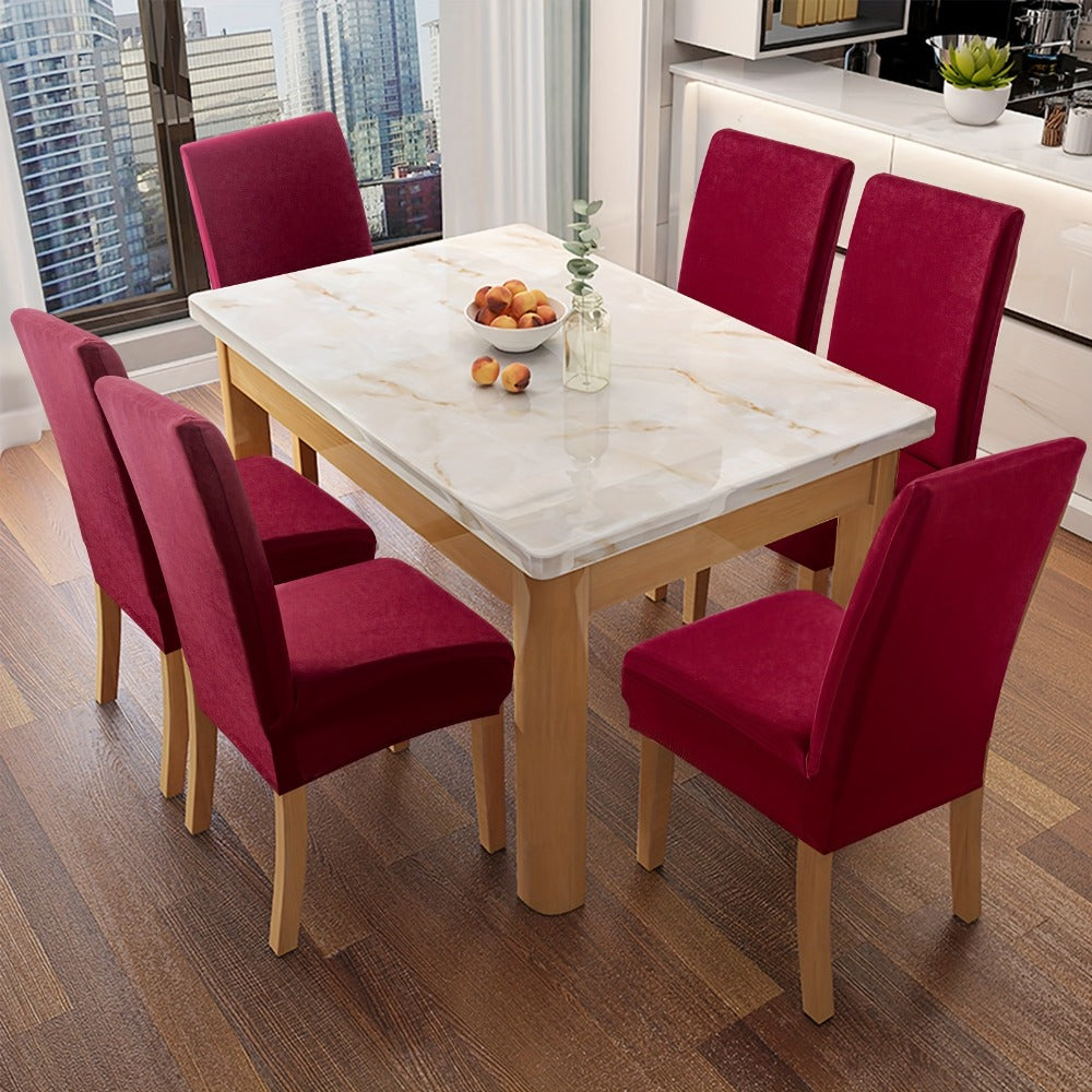 Chair Cover Set of 4 or 6 Stretch Milk-Fiber Dining Slipcovers in Eight Available Color Choices