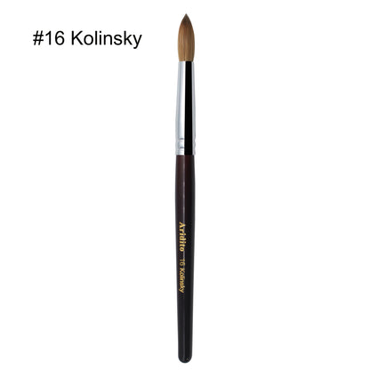 Red-Wine Handle Acrylic Nail Brush in Exact Checkout Sizes #8, #10, #12, #14, #16 or #18 with Pictured Round Tip
