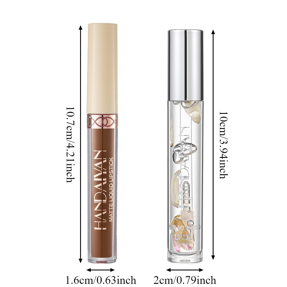 Three-Tube Lip Makeup Set with Clear Silver-Cap Tube and Coordinated Color Pair in Set A, B or C