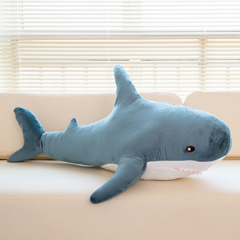 Plush Toy – Jumbo Shark Pillow 24-Inch in Blue, Grey, Blue-Pink or Rainbow Colorways and Ocean Decor
