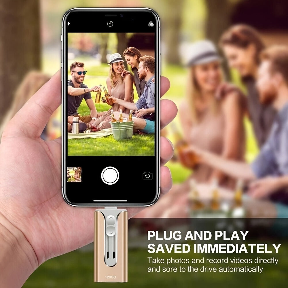 USB Flash Drive, 4-in-1 USB 3.0 OTG Photo Drive with 128GB or 256GB Capacity, Four Connectors and Four Colors