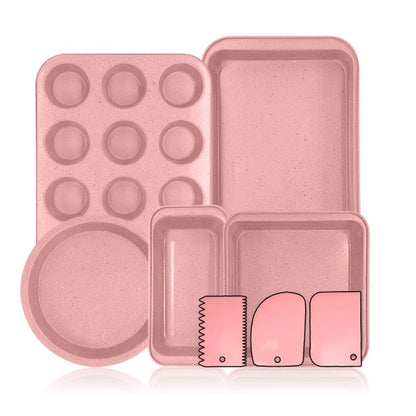 Mixed-Color Bakeware Set with 2–18 Pieces, Cake and Muffin Pans, Trays, Racks and Tools Pictured