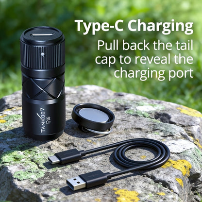 Flashlight Magnetic Mini EDC Torch with 130-Lumen Output, Type-C Charging and Rotary Switch