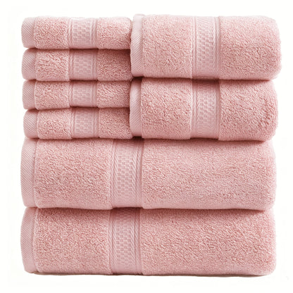 Towel Set 8 or 16 Piece Thickened Bath, Hand and Washcloth Collection in Multiple Solid Colors