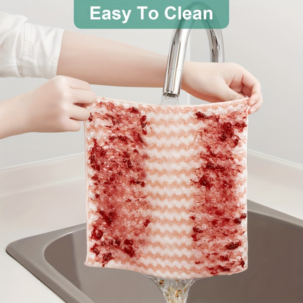 Eighteen-Pack Microfiber Cleaning Cloths with Knit Texture and Assorted Colors for Kitchen and Home Use