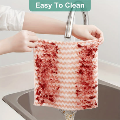 Eighteen-Pack Microfiber Cleaning Cloths with Knit Texture and Assorted Colors for Kitchen and Home Use
