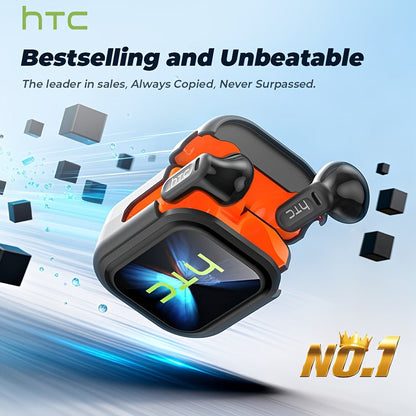 131 Language Real-Time Translation Wireless Headphones HTC NE20 TWS HiFi Sound Low Latency Gaming AI Noise Reduction LED Touch Screen Built-In Mic for Business Travel Office Study Gaming Birthday Gift