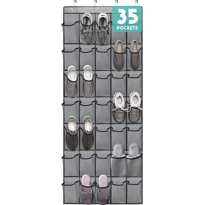 Over Door Shoe Storage Organizer with 28, 35 or 40 Mesh Compartments and Included Hooks for Home Organization