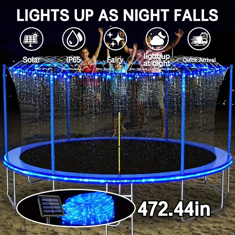 Solar Trampoline Rope Lights with Separate Panel, 50 or 100 LEDs and Multicolor, White or Blue Options