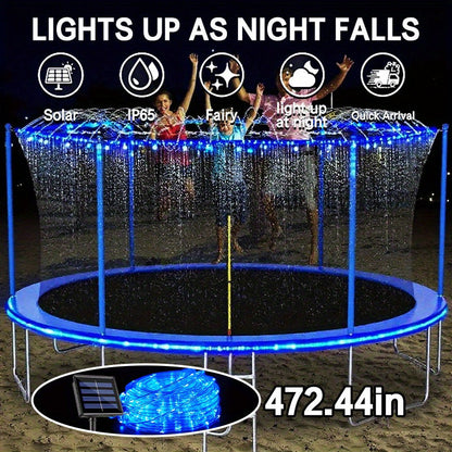 Solar Trampoline Rope Lights with Separate Panel, 50 or 100 LEDs and Multicolor, White or Blue Options