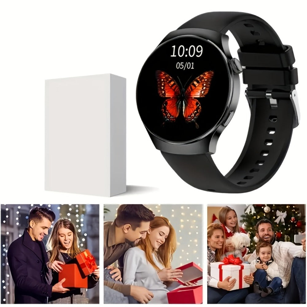 Alarm Smartwatch with Silicone Strap – Wireless Calling, Pedometer, Calorie Tracker, Music Playback, Remote Camera & Multi-Sport Modes – Unisex Men & Women Silver Black