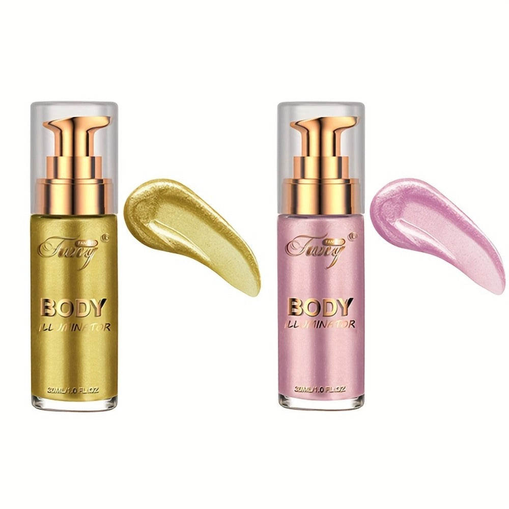 Liquid Luminizer Set of 2 Moisturizing Shimmer Highlighter for Face and Body Glow - All-in-One Illuminator Bronzer Dewy Finish Summer Makeup Kit Women Beauty Gift