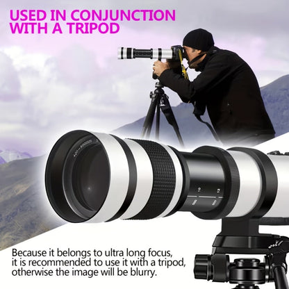 420-800mm F8.3-16 Telephoto Zoom Lens Manual Focus with T-Mount Adapter for Canon Nikon Sony Moon Wildlife Bird Photography Full Frame