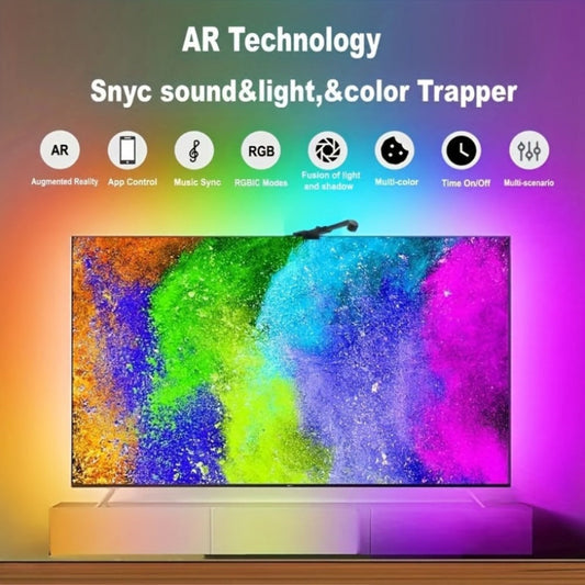 TV LED Backlight Strip with AR Screen Sync - RGB Smart Ambient Light for 35-80 Inch TVs & Monitors, Music Sync, App Control, Immersive Bias Lighting for Gaming Room & Home Theater