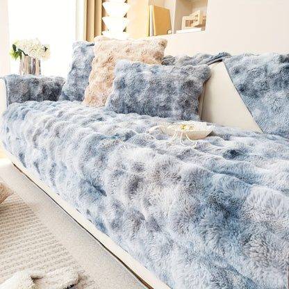 Sofa Cover, Faux-Lamb Plush Gradient Couch Pad in Five Colors with Armchair, Backrest and Seat Sizes