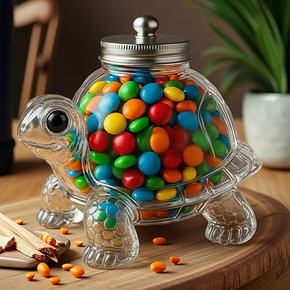 Glass Cookie Jar with Lock Lid High Borosilicate | Airtight Candy Snack Dessert Storage Container | Reusable Kitchen Canister Gift for Animal Lovers Sea Turtle Owl