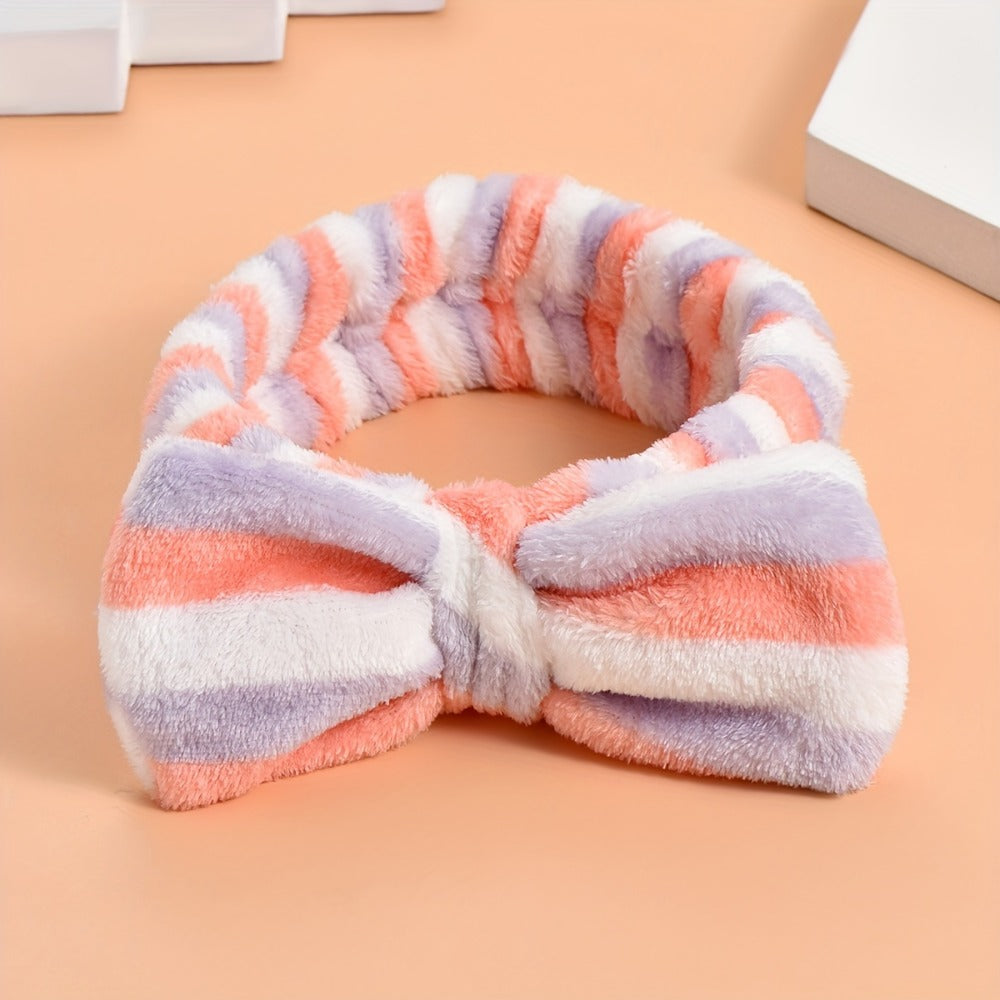 Six Bow-Front Headbands with Six Image-Bound Patterned Designs for Hair and Face-Care Routines