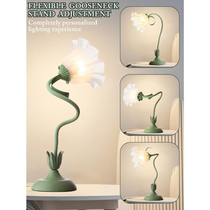 Bellflower Table Lamp – Artisan Crafted Botanical Floral Dimmable Night Light, Heirloom Quality Premium Finish Desk Lamp for Bedroom Living Room Home Decor, Unique Floral Gift (Green)