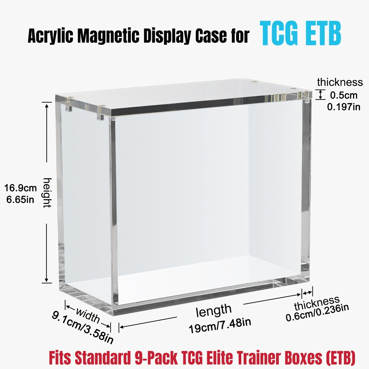 Pokemon Acrylic Display Case with UV Protection, 6MM Thick Crystal Clear Case for Booster Box & Elite Trainer Box