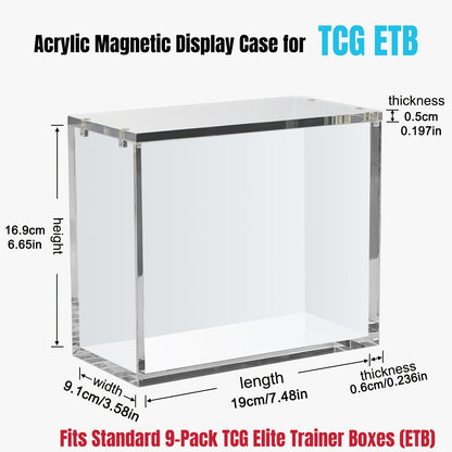 Pokemon Acrylic Display Case with UV Protection, 6MM Thick Crystal Clear Case for Booster Box & Elite Trainer Box
