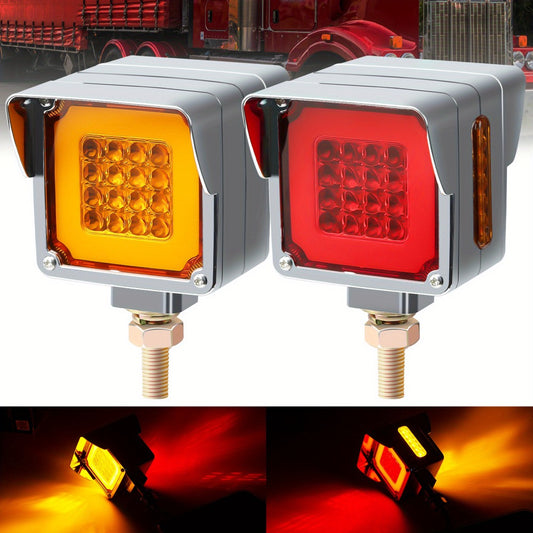 LED Side Marker Lights Square Truck Cab Clearance Lights 12V Waterproof Turn Signal Indicator Side Lights for Cars Trucks Trailers, Multi-Color Available (Red Amber Blue Green Purple Ice Blue)