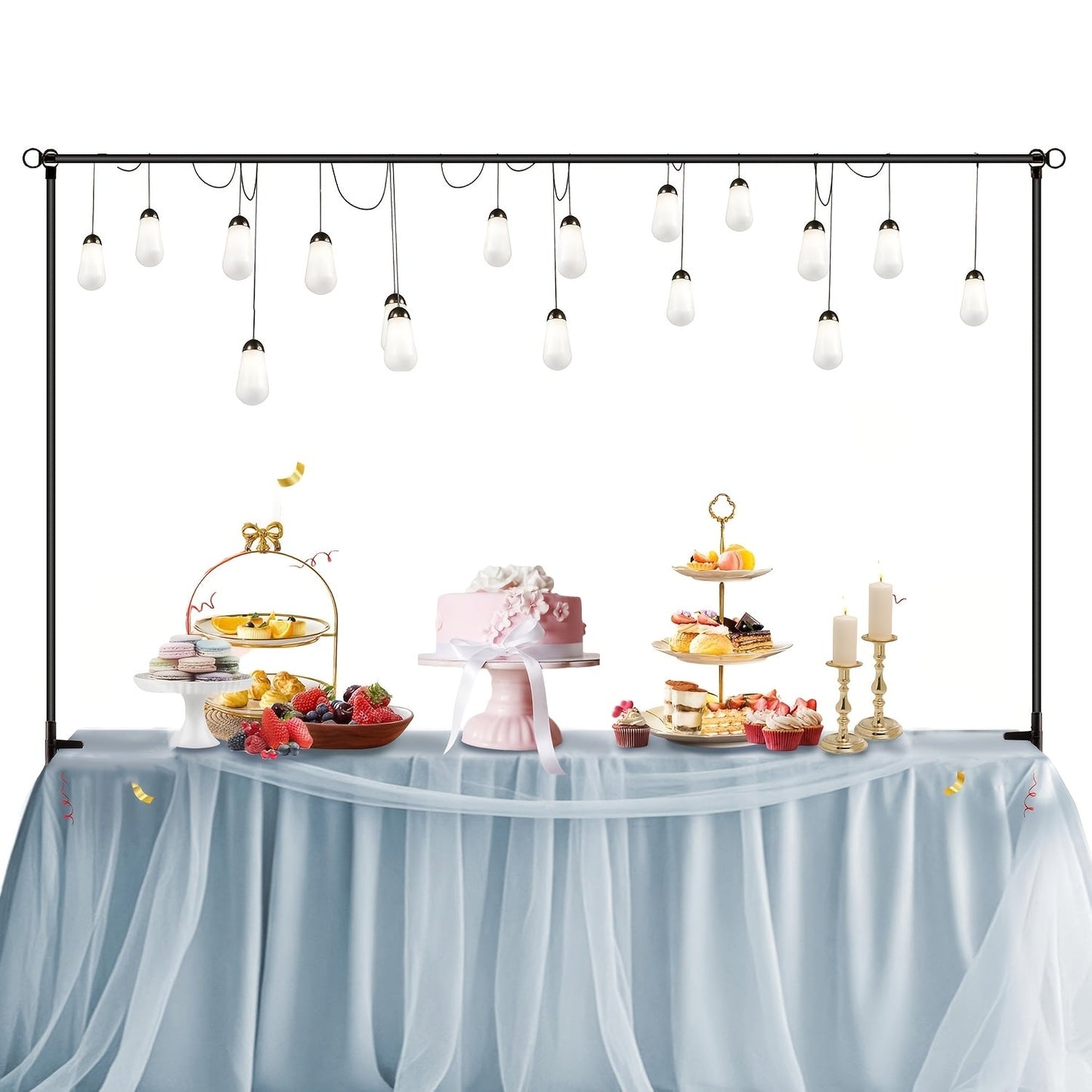 Table Balloon Arch Stand with Clamp and Adjustable Rod for Wedding, Birthday and Party Backdrop Displays