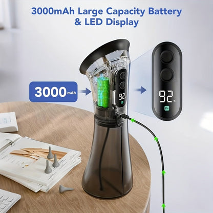 E80 Electric Ear Irrigation Kit with Three Modes, Dual Tank Sections, Temperature Display and USB Charging