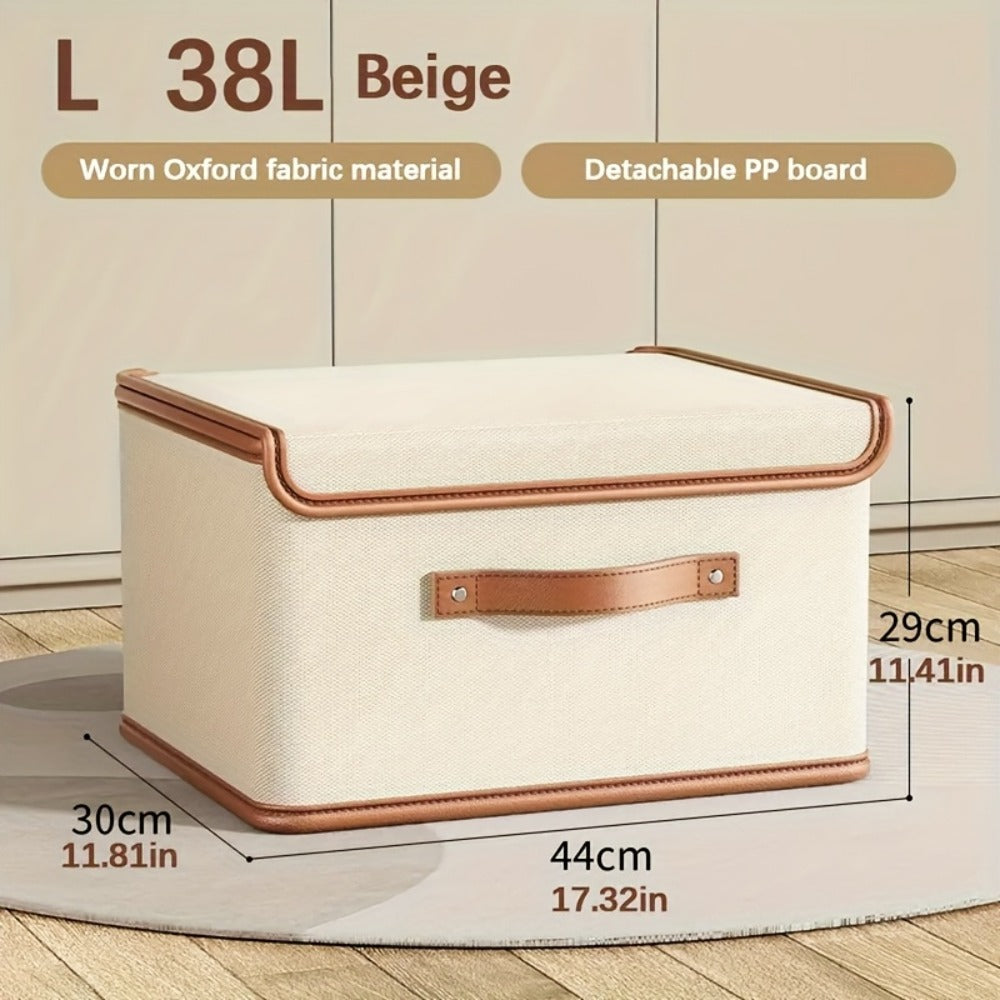 Two-Pack Foldable Storage Bins with Flip-Top Lids, Front Handles and Four Exact Capacity Options