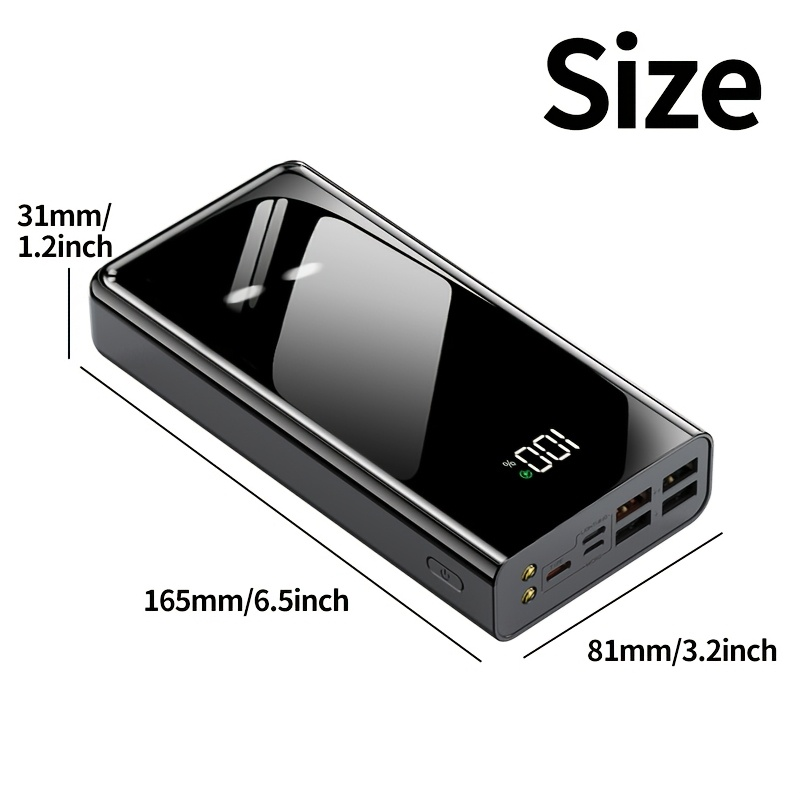 Portable Charger 50000mAh Large Capacity Power Bank LED Light Power Display Multi-Port USB-C Micro USB Fast Charge for Phones Electronics Outdoor Travel
