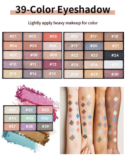 Makeup Kit 58-Color Black Mirror Case with Sliding Trays for Face, Eye and Lip Cosmetics plus Application Tools