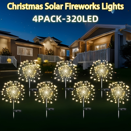 Solar Garden Lights Firework Stakes with 240-640 LEDs, 8 Modes, 4/8 Packs and Three Light Colors