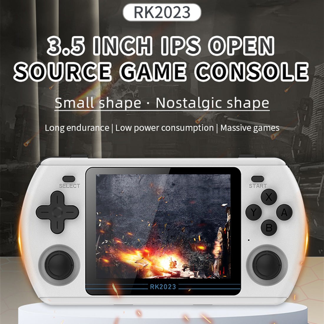 Handheld Game Console Powkiddy RK2023 with 3.5-Inch IPS, 640x480 resolution, 16GB+64GB or 16GB+128GB Options, 3500mAh Battery, Linux