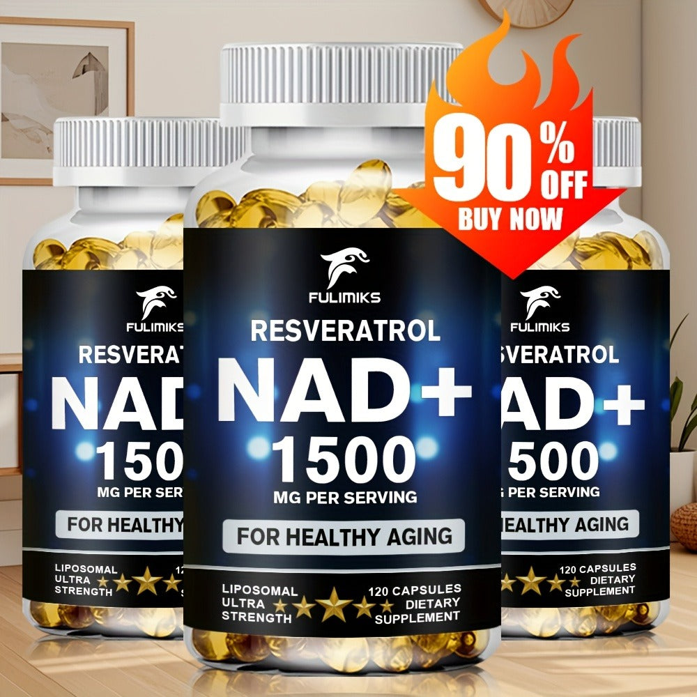 Dietary Supplement NAD+ Formula with Nicotinamide Riboside and Resveratrol Capsules, 120 Count