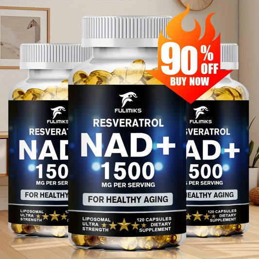 Dietary Supplement NAD+ Formula with Nicotinamide Riboside and Resveratrol Capsules, 120 Count