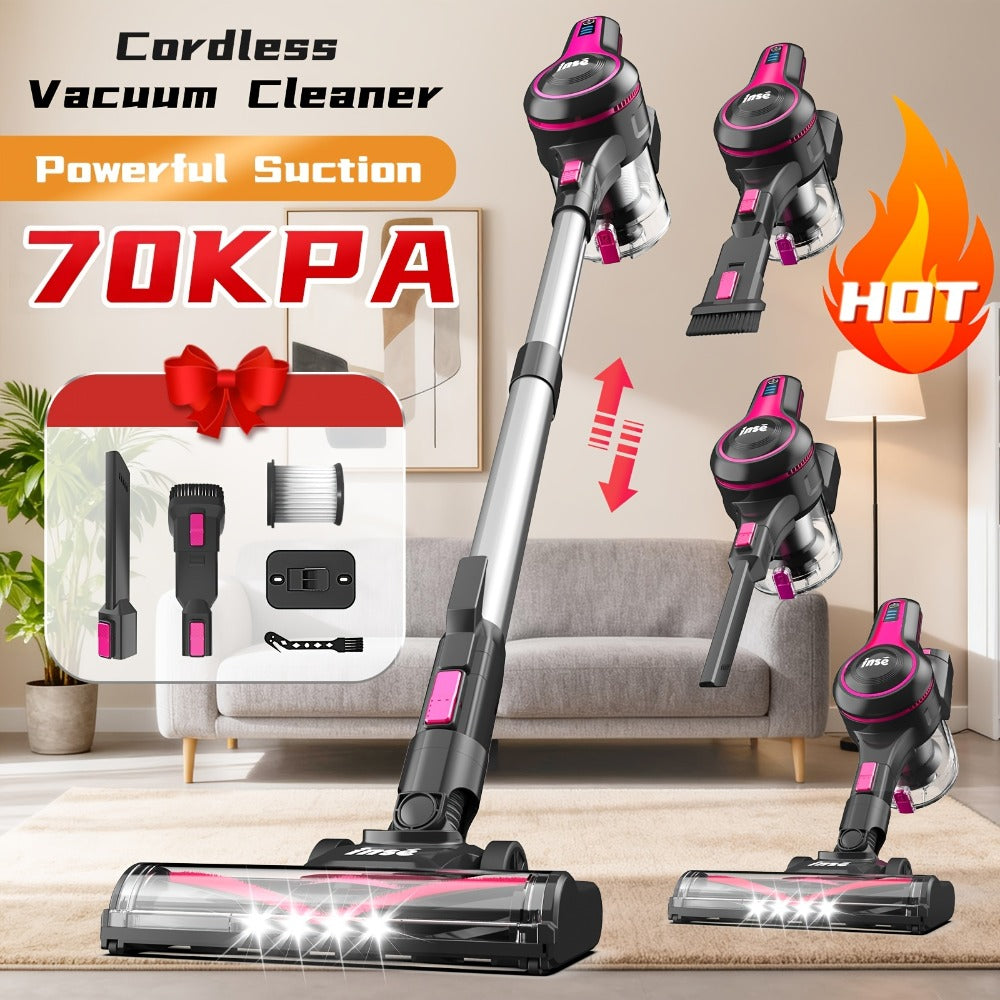 Stick and Handheld Vacuum Cleaner with LED Floor Head, Six Cordless Colors or Black Wired Model
