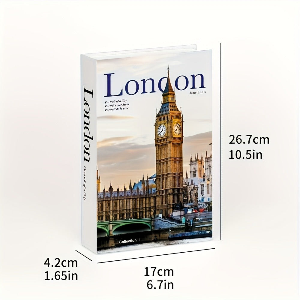 Three-Piece Decorative Book Box Set with Paris, London and New York Covers for Shelves and Coffee Tables