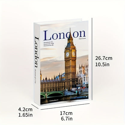Three-Piece Decorative Book Box Set with Paris, London and New York Covers for Shelves and Coffee Tables