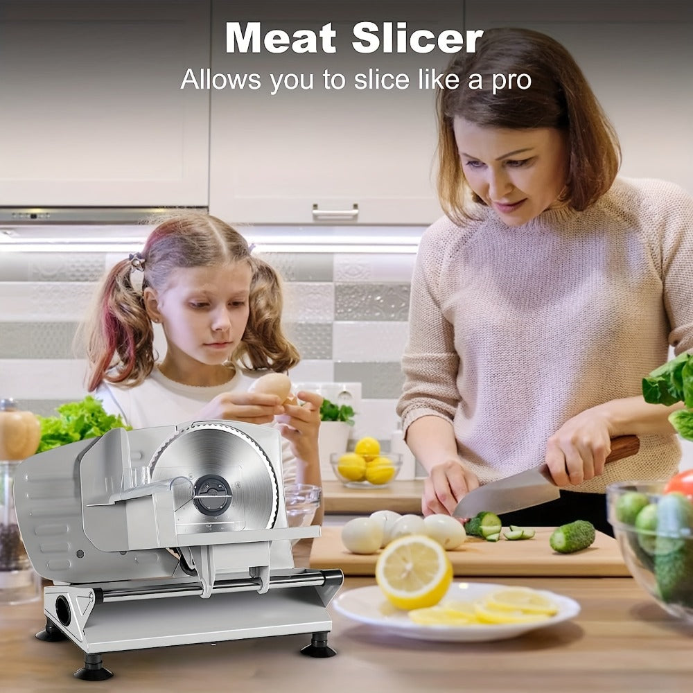 Electric Meat Slicer for Home, 6.7" Stainless Steel Blade, 150W Deli Food Slicer with Adjustable 0-15mm Thickness for Cold Cuts, Cheese, Bread & Vegetables, Easy to Clean