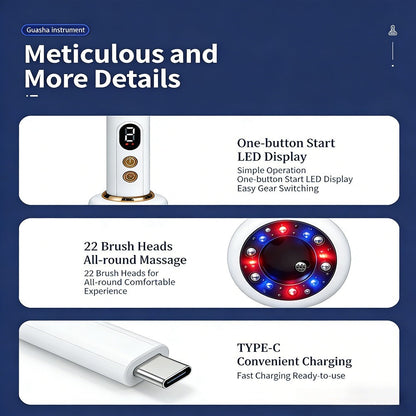 Vacuum Cupping Massager USB Rechargeable Scraping Massage Device Intelligent Suction Cup with 1200mAh Battery for Neck Shoulder Back Pain Relief Home Use