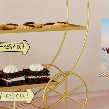 Cupcake Stand Gold Round Dessert Display Tower with Crown Handles | Tiered Biscuit Tray & Bottle Milk Storage Rack for Wedding Decoration Birthday Party Bridal Shower Afternoon Tea Table Centerpiece