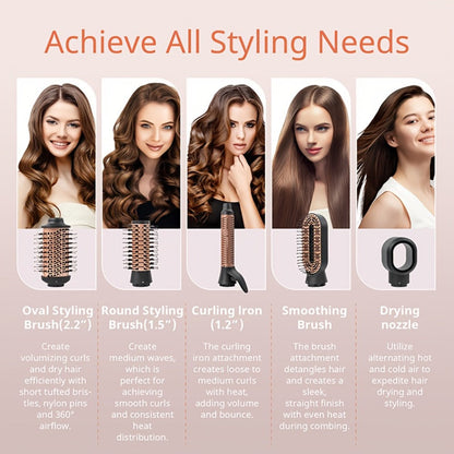 Negative Ion Hair Dryer Brush 4-in-1 Hot Air Styler, Curl, Straighten, Scalp Massage & Blow Dry, Adjustable Heat & Wind Speed