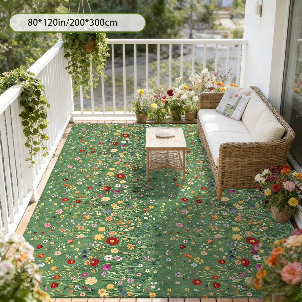 Washable Area Rug Anti-Slip Foldable Outdoor Indoor Mat for Patio Living Room Garden Pool Beach Camping Picnic – Machine Washable Easy Clean